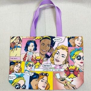 Estee Lauder comic strip beach tote
